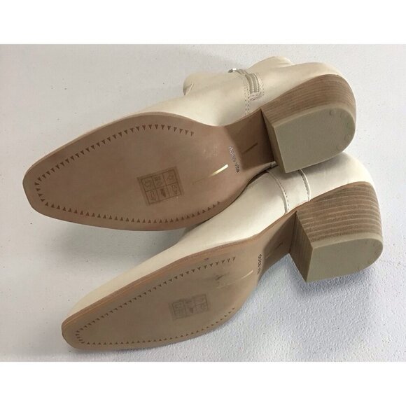 Dolce Vita Western Boots Shoe Women 7.5 Off White Leather Pull On Ankle Boot 🤍 - Picture 5 of 5